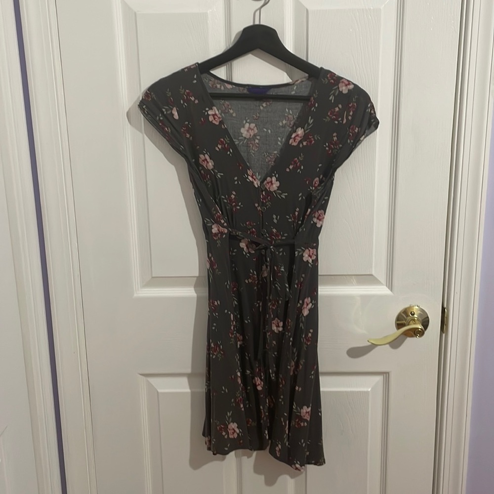 Flower-patterned button down dress